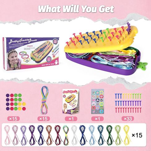 Friendship Bracelet Making Kit for Girls, Kids Jewelry Making Kit, Arts and Crafts Ideas for Kids, Multicolored String Bracelets Maker Craft, Christmas Birthday Gifts for Girls in Kuwait