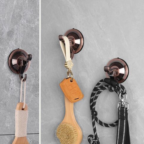 Antimbee Suction Cup Hooks, 5 Pack Suction Cup Hanger, Removable Large Suction Cup with Ultra-Thin Adhesive Disc for Smooth/Uneven Surfaces, Max Hanging up to 11 lbs (Gold) in Saudi Arabia