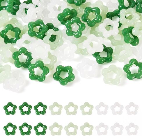 Beadthoven 75Pcs Green Glass Donut Beads 12mm Imitation Jade Crystal Charms for Bracelets Flat Round Disc Circle Ring Large Hole Stone Pendants for Necklace Earrings Jewelry Making DIY Crafts Supplies in Saudi Arabia