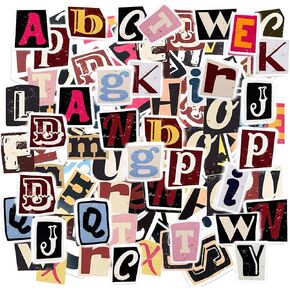 104Pcs Alphabet Stickers Waterproof Vinyl Decals Vintage Letter Stickers A-Z for Scrapbooks Notebook Water Bottle Laptop