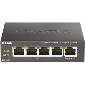 D-Link 5-Port Gigabit PoE+ Unmanaged/Plug and Play (60W Total PoE Budget 4xPort) Metal Compact Desktop Switch - (DGS-1005P/RE) (Renewed)