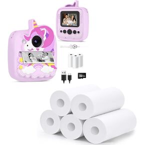 Kids Camera Instant Print with 8 Rolls Refills Paper for Girls