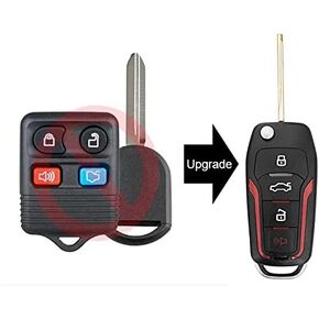 AutoKeyMax Compatible with 2008 2009 2010 2011 2012 2013 2014 Ford Escape Expedition Explorer Upgraded Flip Remote Key Fob 315MHz 4D63-80 Chip 4 Button FCCID: CWTWB1U331 (Single)