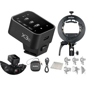 Godox X3C X3 C X3-C TTL Wireless Flash Trigger Compatible for Canon Camera,OLED Touchscreen Flash Transmitter with Godox S2 Speedlite Bracket,Built-in Lithium Battery+Quick Charge-Upgrade Version XPro