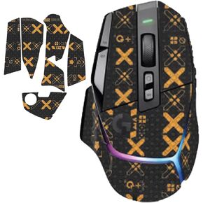 Mouse Grip Tape Full Coverage for Logitech G502 X/G502 X Plus Gaming Mouse, Mouse Anti Slip Grip Tape,Self-Adhesive PreCut Sweat-Resistant Professional Mice Upgrade Kit(Black&Gold)