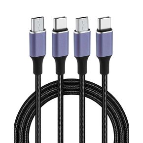 USB C to Micro USB Cable,Micro USB to USB C Cable [3.3FT],2-Pack Nylon Braided OTG Cable,Compatible with Kindle PS4 Xbox Phones and More,for MacBook Pro Air Galaxy S22 S21 Pixel 5/4/3 etc