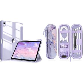 Fintie Hybrid Slim Case for iPad Air 11-inch M3 (2025) / M2 (2024), iPad Air 5/4 10.9 Inch Bundle with PU Leather Protective Carrying Case for Apple Pencil