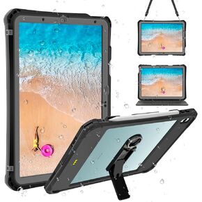 ShallBox Case Waterproof for iPad Air 11inch(M2) 2024-2025, iPad Air 7th/6th/5th/4th Gen10.9inch(2025-2020), Built-in Screen Protector Pencil Holder Kickstand, Fit with Magic Keyboard, Black-Gray