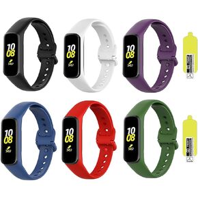 Lustre 6 Pack Replacement Bands Compatible with Samsung Galaxy Fit 2 SM-R220 for Women Men Classic Watch Band Strap Wristband for Galaxy Fit 2 Smart Watch (Come with Two Protective Film) (6 Pack-2)