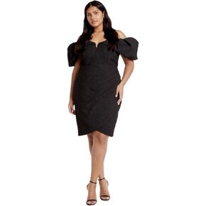 Women's Plus Size Dress-Denim Delilah, Black, 12