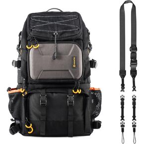 TARION Extra Large Camera Backpack + Adjustable Camera Strap | PB01 Professional Large Camera Bag + 4-in-1 Camera Strap for Photographers Neck Strap Crossbody Sling Strap Wrist Strap Convertible Black