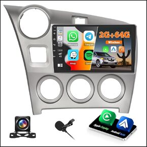 2+64GB for Toyota Matrix 2009-2014 Android 13 Car Stereo Wireless Carplay Android Auto, 9" Touch Screen Radio GPS WiFi Bluetooth SWC Mic AHD Backup Camera