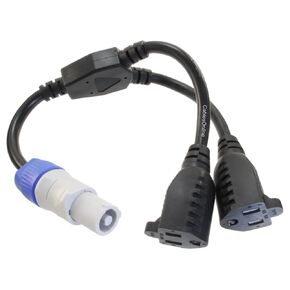 CablesOnline ، 2 في اتجاهين 14 بوصة 16AWG الإضاءة الإضاءة توصيل طاقة رمادية إلى 2x NEMA 5-15R الطاقة الإناث y-splitter كابل ، pc-ky201