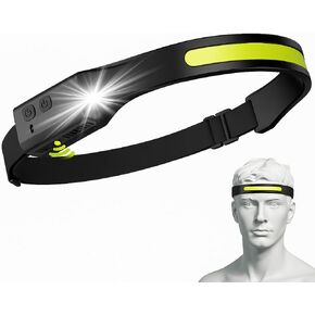 LED Rechargeable Headlamp – Waterproof Sensor Head Light for Running, Camping, Hiking, Work – Lightweight & Adjustable, USB Rechargeable
