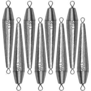 10PCS Fishing Weights, Inline Trolling Bullet Sinkers Double Ring Torpedo Fishing Weights Lead Drop Shot Fishing Weight Sinkers - 20g-50g