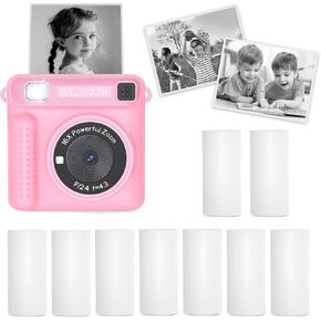 Kids Instant Print Camera with 9 Rolls BPA-Free Photo Print Paper