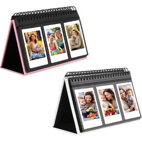 2 Packs，96 Pockets Mini Photo Book for Fuji Instant Mini 12/Mini 11/Mini 9/Mini EVO/Mini 40(White+Pink)