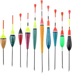OriGlam 10pcs Fishing Floats Fishing Bobbers, Balsa Wood Bobbers Fishing Floats and Bobbers, Fishing Bobber Slip Bobbers for Trout Bass Catfish Crappie Panfish