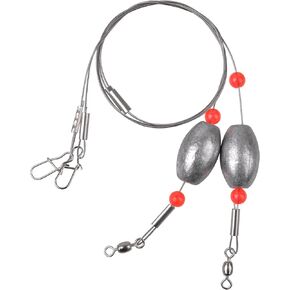 FUSIGO Egg Fishing Sinker Weight Rigs, 6pcs Flounder Rig Saltwater Bottom Rigs Stainless Steel Wire Leader with Egg Sinker Catfish Carolina Rigs Fishing Ready Rigs for Trout Drum Redfish Fishing