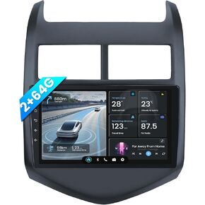 Car Radio for Chevy Aveo Sonic 2011 2012 2013 2014 2015, Upgrade‌ Car Stereo with 9" HD Touchscreen | Wireless CarPlay&Android Auto | 4 Core 2+64GB | WiFi/Bluetooth/GPS/FM/SWC/Backup Camera