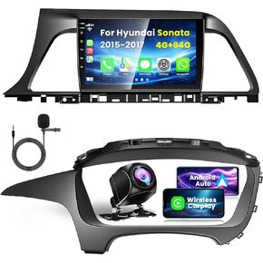 4+64GB Car Stereo for Hyundai Sonata 2015-2017 with Wireless Carplay & Android Auto, Android 13 IPS HD Car Radio with Voice Control Bluetooth 5.2 DSP RDS Wi-Fi GPS SWC Included Backup Camre & Mic