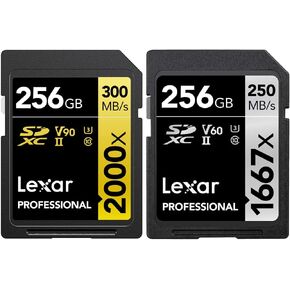 Lexar Professional 2000x 256GB SDXC UHS-II Memory Card and Lexar Professional 1667x 256GB SDXC UHS-II Memory Card Bundle