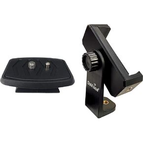 35mm Quick Release Plate for Quantaray, Sunpak 5800d 7000tm, Slik, Walmart MX1000, TG-P60T + 360 Rotate Phone Tripod Adapter Mount, Compatible With iPhone Camera