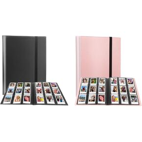 Rekeen 2Pcs, 432 Pockets Instant Photo Album for Fujifilm Instax Mini Camera, Polaroid Snap, PIC-300, Z2300, Instax Mini Album (1Pcs Black & 1Pcs Pink)