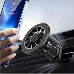 Mandark Magnetic Car Phone Holder, 360° Rotation Vehicle Air Vent Smartphone Mount, Hands Free Automotive Cellphone Cradle Accessories with Hook Clip, Universal for SUVs, Sedans, Trucks (Black/White)