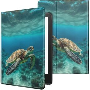 Case for All-New Kindle Paperwhite 12th Generation 7 inch 2024 & Kindle Colorsoft Signature Edition 2024 Lightweight Protective PU Leather Smart Stand Cover with Auto Wake Sleep - Moon Floral Flower