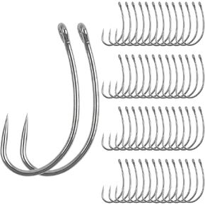 FUSIGO Carp Fishing Hooks Barbless, 110pcs Crappie Hooks Trout Circle Curve Shank Crank Fly Tying Hooks for Freshwater Saltwater Fishing, 10#, 8#, 6#, 4#, 2#