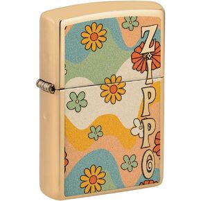 Zippo Custom Flower Power Design High Polish Pocket Wighter