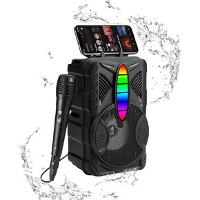 Wireless Speaker, IPX5 Waterproof Speaker with HD Sound, RGB Multi-Colors Rhythm Lights, Up to 8H Playtime, TWS Pairing, Portable Wireless Speakers for Home, Outdoor,（Comes with a Microphone） A381