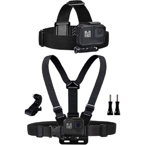 Head Mount Strap Chest Mount Harness Chesty Vest for Action Camera Compatible with GoPro Hero 13,12,11,10,9,8,Max,Go Pro Hero 7,6, 5,4, Session,3+,3,Hero (2018),Fusion,DJI Osmo