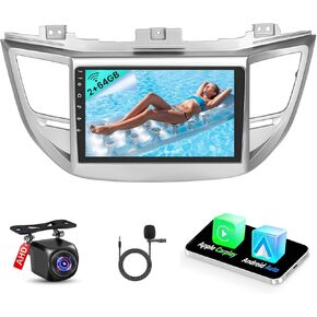 Fuluku【2+64G Wireless Carplay】 for Hyundai Tucson 2015 2016 2017 2018 Android 13 Car Stereo with Android Auto, 9’Touchscreen Radio WiFi/GPS/FM/RDS/Bluetooth/SWC/Backup Cam Mic