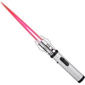 Windproof Torch Lighter, Reinflatable Butane Lighter, Red Flame, Cool Lighter, Outdoor, Camping, Men's Gifts(Silver)
