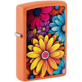 Zippo Flowers Design Orange Matte Pocket Lighter
