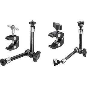 NEEWER 9.8"/25cm Adjustable Magic Arm with Super Clamp, 1/4" & 3/8" Threads, 1/4" Screws for Flash/LED Light/Microphone/Monitor, ST16C 11" Articulating Magic Arm Clamp Mount with Super Clamp Included