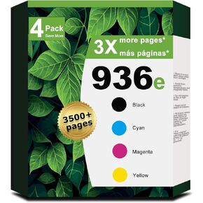 936e Ink Cartridges Combo Pack Compatible for HP 936 for OfficeJet Pro 9120e 9125e 9135e 9110b 9128e 9130b; Wide Format 9730e; OfficeJet 9122e Replacement for 936XL (Black Cyan Magenta Yellow 4-Pack)