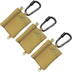3 Pack Tactical EDC Keychain Pouch with Upgraded D-Ring - Military Mini Molle Utility Organizer for Outdoor, Hiking, Camping, Belt Gear, Zipper Pocket Bag