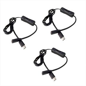 3 Pcs USB C Extension Cable with On/Off Switch Perfect for Charging and Data Transfer On Any Type C Device Type C Male to Female Cable Home Audio Accessories Cables and Interconnects（Black）