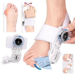 Bunion Corrector for Women & Men, Adjustable Knob, Bunion Pads, Toe Separators & Spacers for Women, Hammer Toe Corrector for Day & Night Use, Suitable for Left & Right Feet