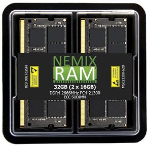 NEMIX RAM 32GB (2X16GB) DDR4 2666MHZ PC4-21300 2Rx8 1.2V CL19 260-PIN ECC Unbuffered SODIMM NAS Memory KIT Compatible with Synology DiskStation DS3622xs+