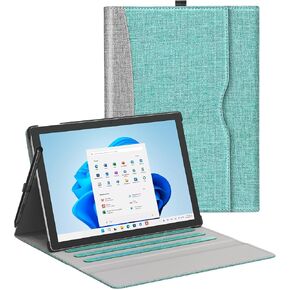 Case fit 13 Inch Microsoft Surface Pro 11/10/9/8, Multiple Angle Viewing Portfolio Business Cover with Stylus Holder & Pocket, Compatible with Type Cover Keyboard & Dock, Cyan