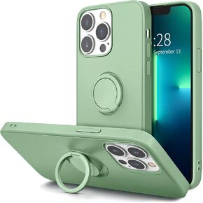 Hython for iPhone 13 Pro Max Case with Ring Stand [360° Rotatable Ring Holder Magnetic Kickstand] [Soft Microfiber Lining] Shockproof Rubber Protective Phone Case Cover for Women, Pink Sand in Kuwait