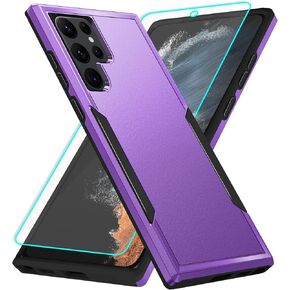for Samsung Galaxy S22 Ultra Case with Screen Protection: Heavy Duty Protective Shockproof and Scratch Proof Cell Phone case for Galaxy S22 Ultra-Black