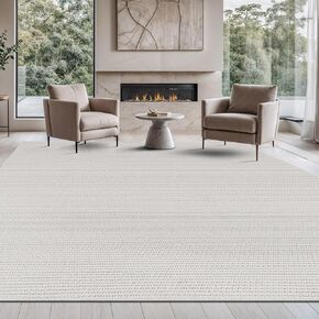 Beverly Rug Micro Loop Area Rug White 8x10 Modern Luxury Soft Boho Geometric Durable Indoor Area Rugs for Living Dining Room Office Stain Resistant Non Shedding Casual Indoor Carpet White 8 x 10