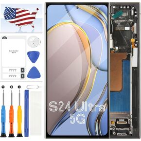 OLED for Samsung Galaxy S24 Ultra 5G Screen Replacement with Frame for Samsung Galaxy S24 Ultra S928U S928W S928A LCD Display Digitizer Touch Screen Assembly 6.8" Black, US Version