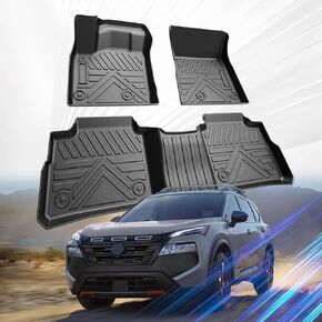 Car Floor Mats for Nissan Rogue 2021 2022 2023 2024 Accessories,TPE All Weather Protection Floor Mats, Custom Fit 1st&2nd Row Car Floor Liners Set,Heavy Duty Accessories,Black