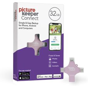 Picture Keeper Connect Photo & Video USB Flash Drive for Apple, Android, & PC Devices, 32GB Thumb Drive